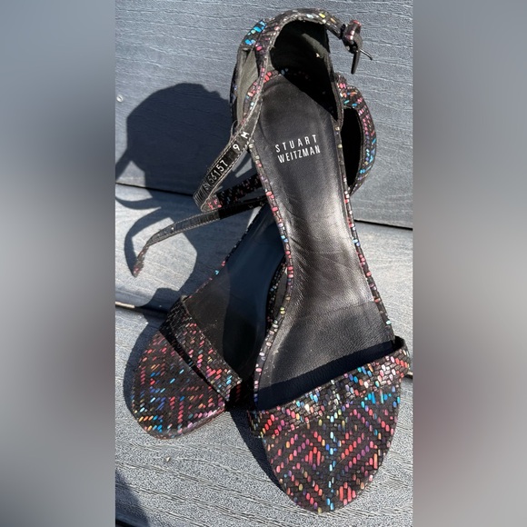Stuart Weitzman Shoes - Stuart Weitzman Black Sandals with Multicolor Sequin Accents